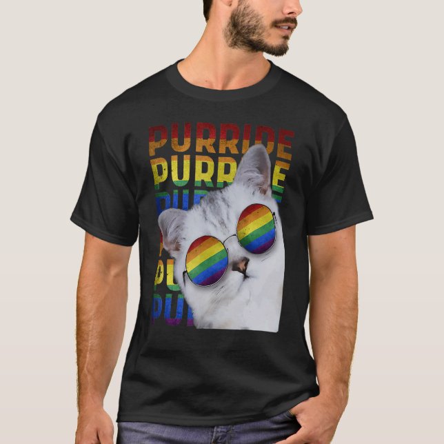 Purride Cat Lgbt Gay pride Cat Kattunge 1 T Shirt (Framsida)