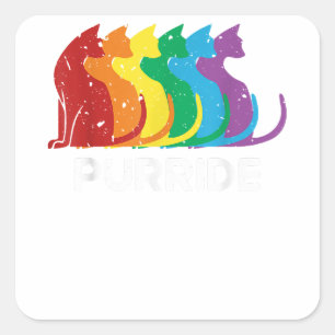 Purride Cat Pride Ally LGBT Community Rainbow Prid Fyrkantigt Klistermärke