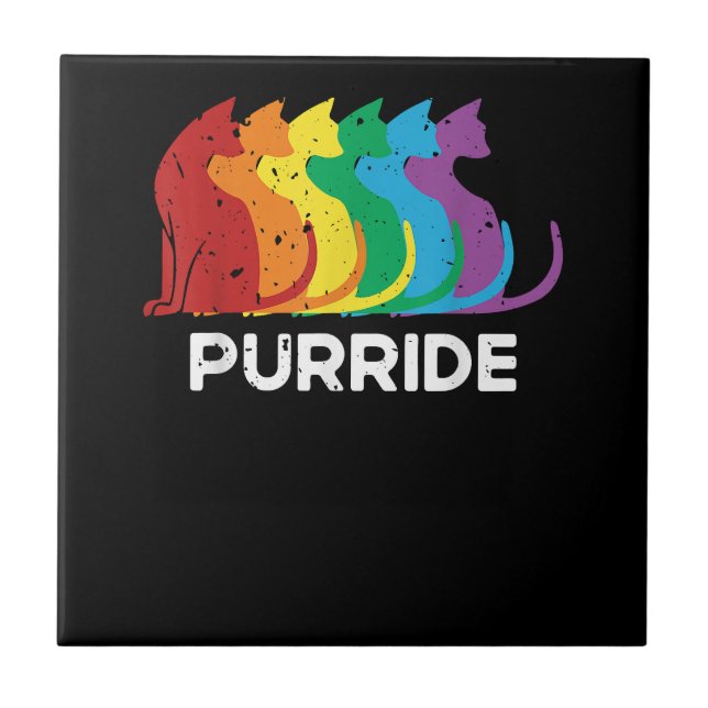 Purride Cat Pride Ally LGBT Community Rainbow Prid Kakelplatta (Framsidan)