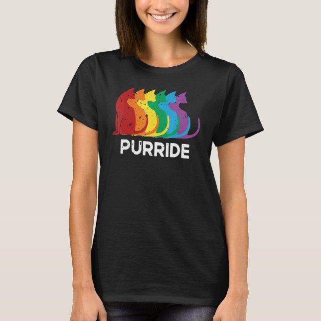 Purride Cat Pride Ally LGBT Community Rainbow Prid T Shirt (Framsida)