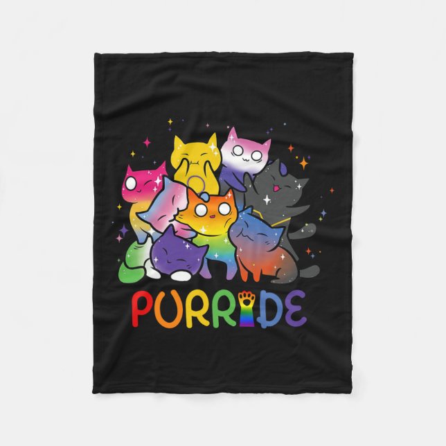 Purride Cat Pride Ally Lgbt Rainbow Djur älskare Fleecefilt (Framsidan)