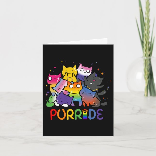 Purride Cat Pride Ally Lgbt Rainbow Djur älskare Kort (Framsida)