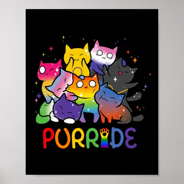 Purride Cat Pride Ally Lgbt Rainbow Djur älskare Poster (Framsidan)