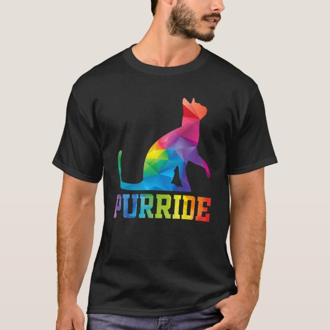 Purride Cat  Pride Month Gay Rights Rainbow Cat T Shirt (Framsida)