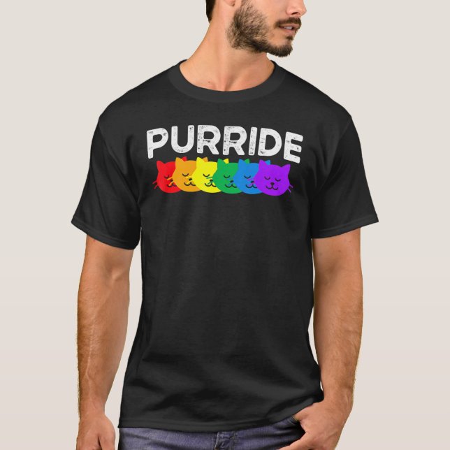 Purride Cat Pride Month Gay rights Rainbow Cat T Shirt (Framsida)