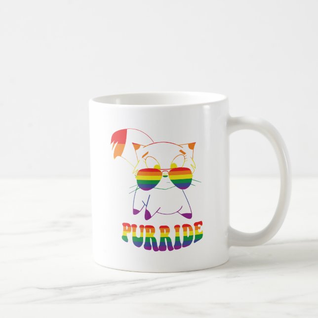 Purride | Cute Gay Cat | LESBISK | Regnbåge Kaffemugg (Höger)