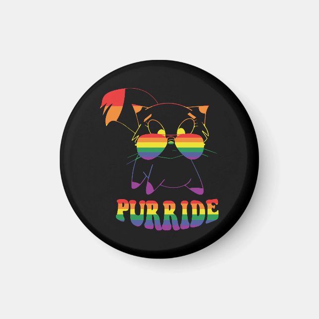 Purride | Cute Gay Cat | LESBISK | Regnbåge Magnet (Framsidan)