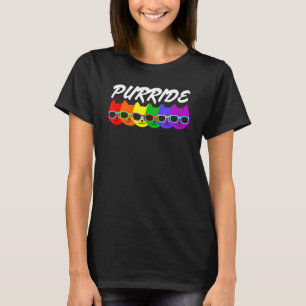 Purride Gay pride Rainbow Flagga Cat Wearing Sungl T Shirt