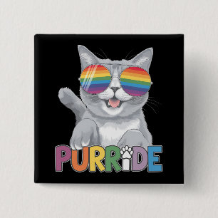 Purride Katt Solglasögon Gay Pride Regnbåge HBTQ Knapp
