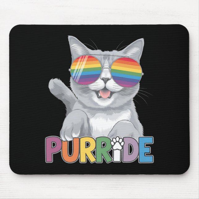 Purride Katt Solglasögon Gay Pride Regnbåge HBTQ Musmatta (Framsidan)
