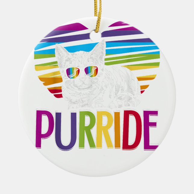 Purride LGBT Gay pride Cat LGBTQ Pride månad 2019 Julgransprydnad Keramik (Framsidan)