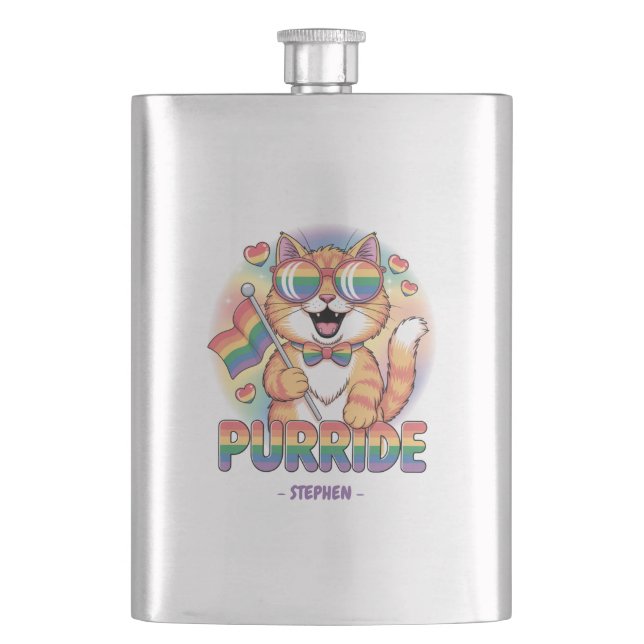 Purride - Orange Cat med Pride LGBTQ-Flagga Fickplunta (Framsidan)