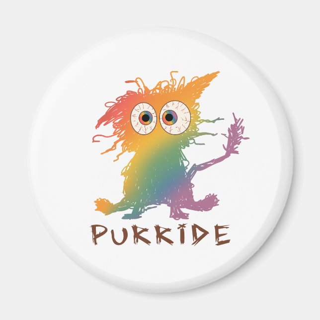 Purride - Regnbågshatt med Messy Päls HGBTQ Magnet (Framsidan)