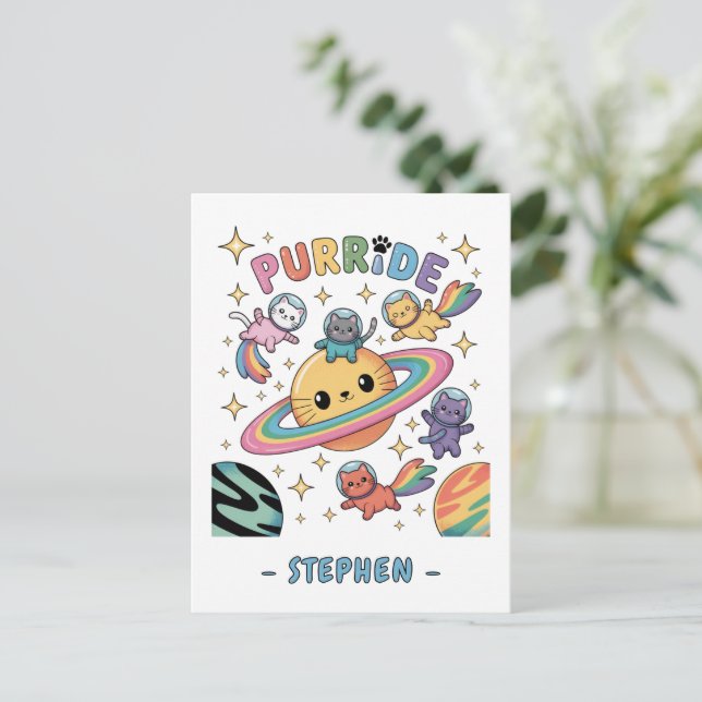 Purride Space Cats - Kawaii Astronaut Cats Vykort (Stående Fram)