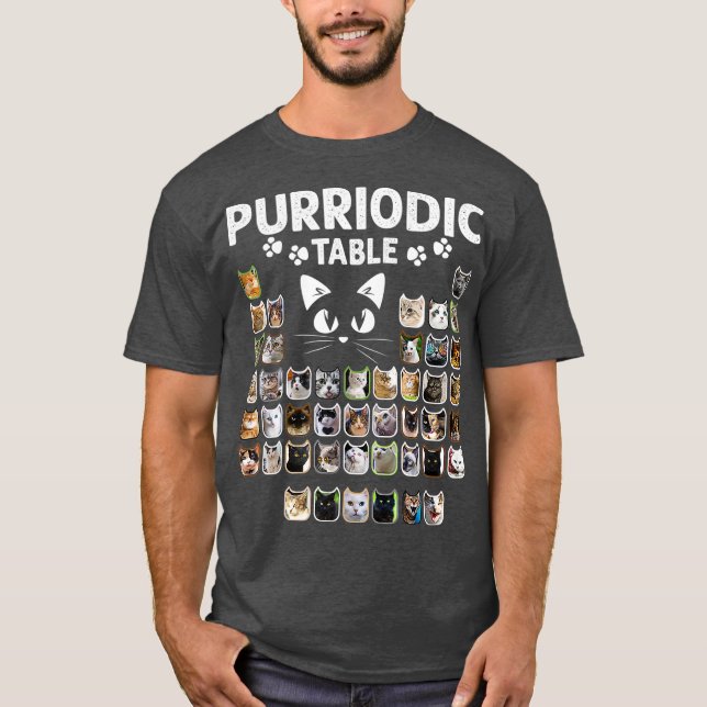 Purriodic Bord Periodic Inslag Cat Chemistry T Shirt (Framsida)