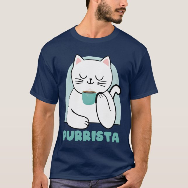 Purrista kaffebrännande kattkaffegåva t shirt (Framsida)