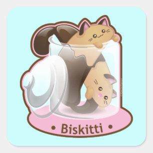 Purrista Pawfee: Biscotti Cats Fyrkantigt Klistermärke