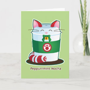 Purrista Pawfee - gullig helgdagkaffekatt Helgkort