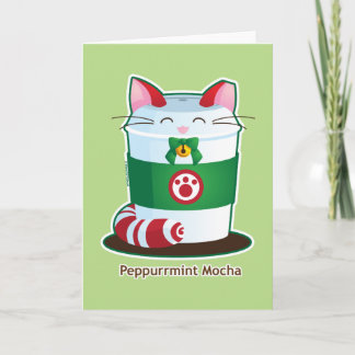 Purrista Pawfee - gullig helgdagkaffekatt Helgkort