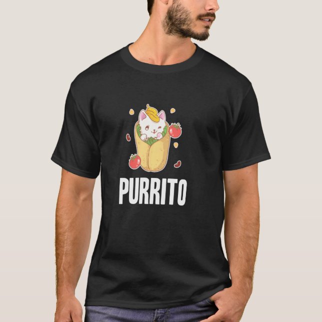 Purrito Cat Burrito Pun Funny Mexican Food Kattung T Shirt (Framsida)