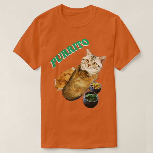 Purrito Cat in a Burrito Gift Halloween Day Tack T Shirt (Design framsida)