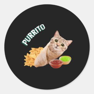 Purrito Cat in a Burrito Runt Klistermärke