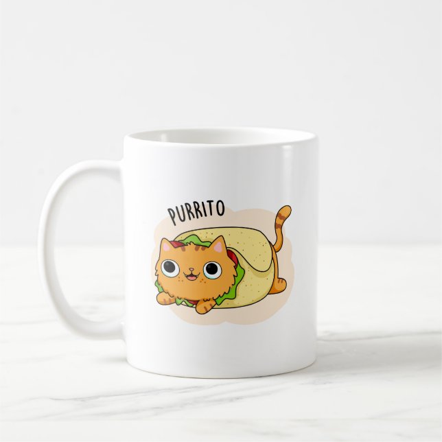 Purrito Funny Cat Burrito Pun Kaffemugg (Vänster)