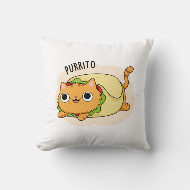 Purrito Funny Cat Burrito Pun Kudde (Framsida)