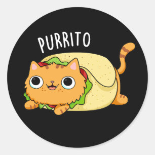 Purrito Funny Cat Burrito Pun Mörk BG Runt Klistermärke