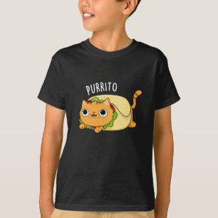Purrito Funny Cat Burrito Pun Mörk BG T Shirt