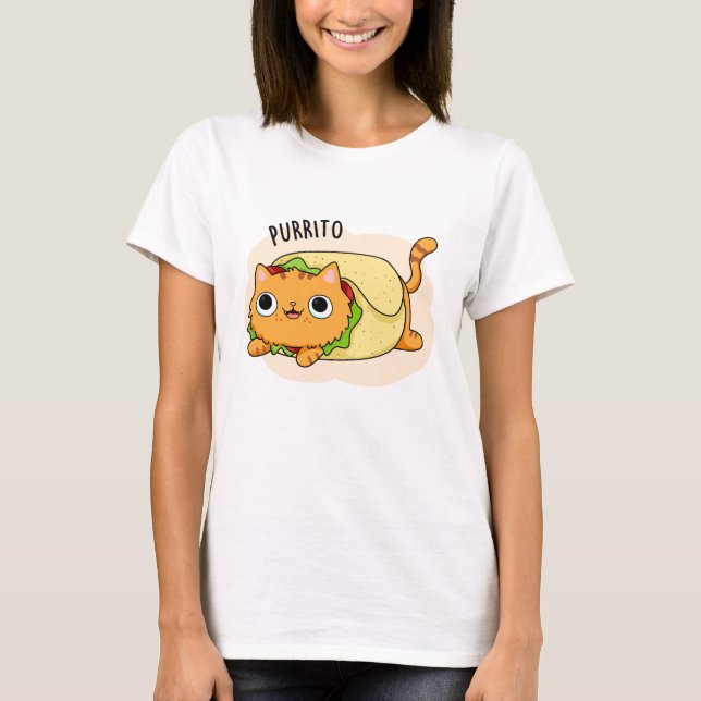 Purrito Funny Cat Burrito Pun T Shirt (Framsida)