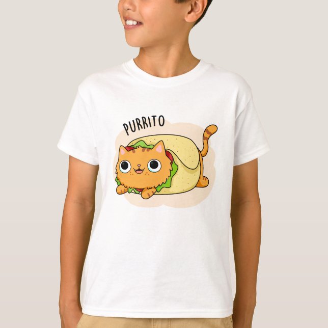 Purrito Funny Cat Burrito Pun T Shirt (Framsida)