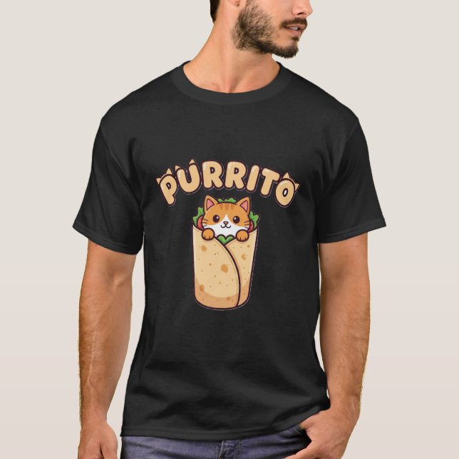 Purrito Funny Cat Lover T-Shirt (Framsida)