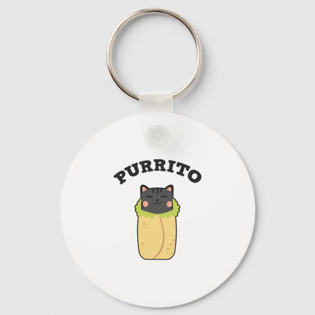 Purrito Funny Cat Pun Cat Lover Burrito Mexican Nyckelring (Framsida)