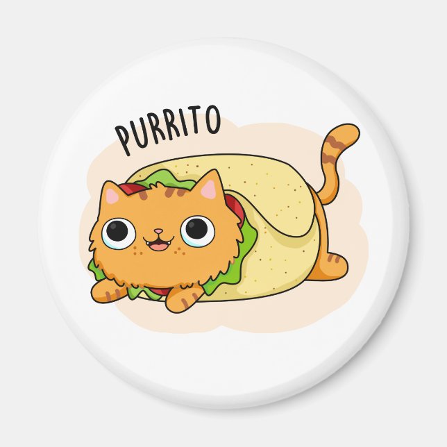 Purrito Funny Kattunge Burrito Pun Magnet (Framsidan)