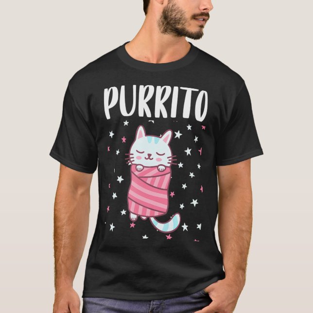 Purrito Funny Kawaii Cat in a Burrito Kattunge Kat T Shirt (Framsida)