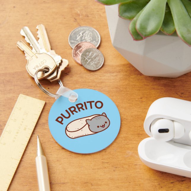 PURRITO Keychain - Funny Cat Burrito av JubbyCats Nyckelring (Skrivbord)