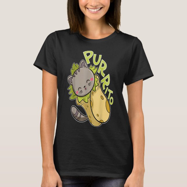 purrito lustig cat pun burrito taco t shirt (Framsida)