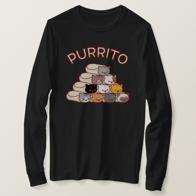 PURRITO PYRAMID Cat Burrito Långärmad T-SHIRT (Design framsida)