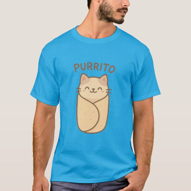 Purrito Shirt – Cute Cat Burrito Funny Pun T-Shirt (Framsida)