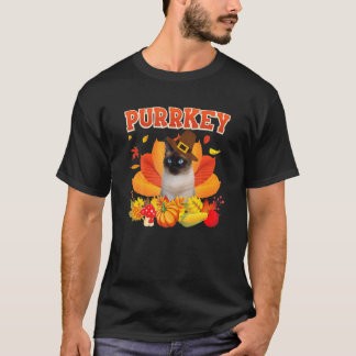 Purrkey Siamese Cat Urkey Hanksgiving Fall Pumpkin T Shirt