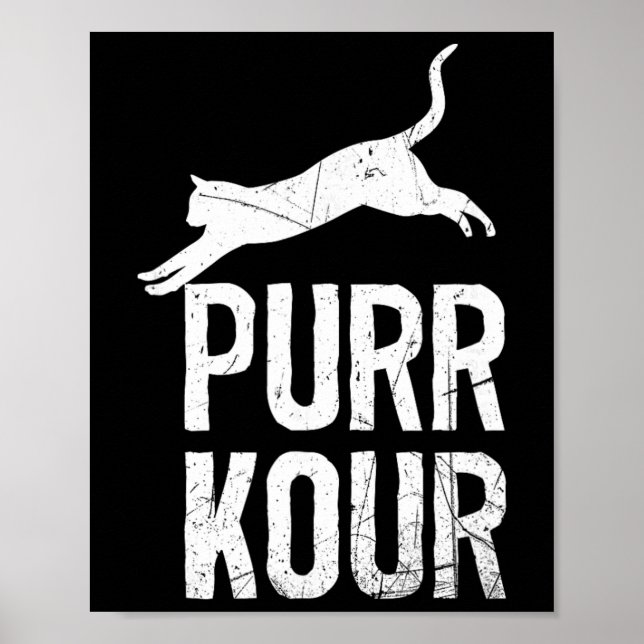 Purrkour Roliga Hoppande Katter Parkour Utrustning Poster (Framsidan)