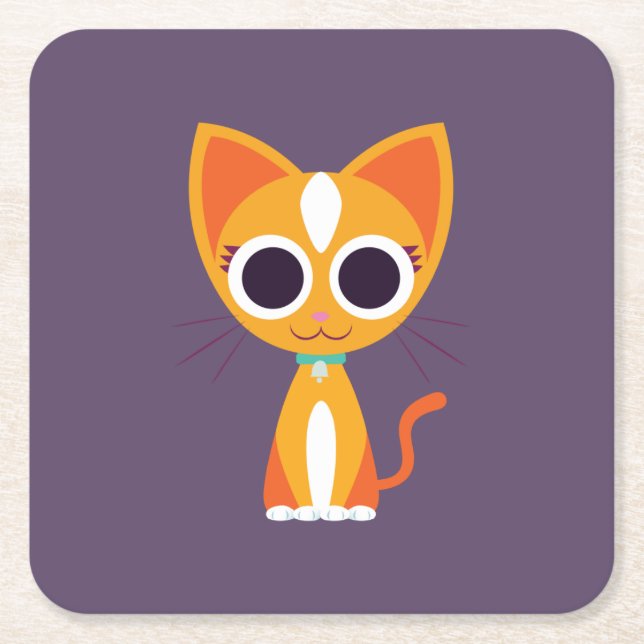 Purrl katten underlägg papper kvadrat (Framsidan)