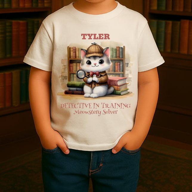 Purrlock Holmes Bookish Småbarn T Shirt (Purrlock Kitten in situ front toddler t-shirt)