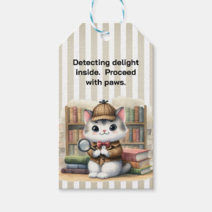 Purrlock Holmes-detektiv Kitten i Bibliotek Presentetikett