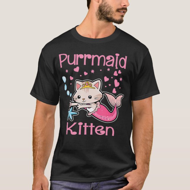Purrmaid Kitten Sjöjungfru Princess Cat T Shirt (Framsida)