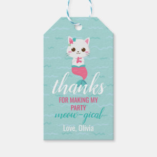 Purrmaid Sjöjungfru Kattunge Birthday Favor Presentetikett