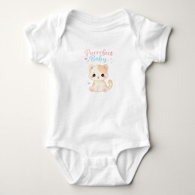 Purrrfect Baby Katt-Body T Shirt (Framsida)