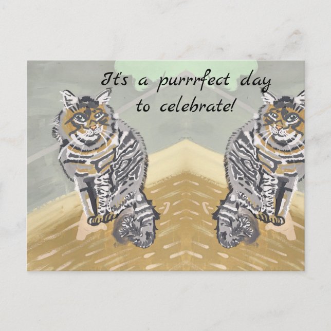 Purrrfect dag att fira Tabby-katt vykort (Framsida)