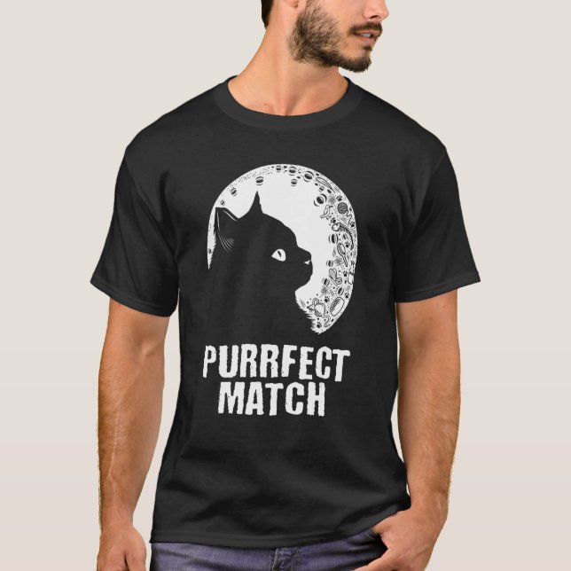 Purrrfect Match Cat Mom Couples Cat Dad   Annivers T Shirt (Framsida)